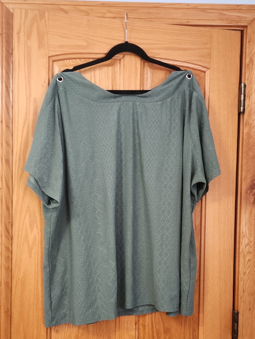 Relaxed Olive Eyelet Tunic Top